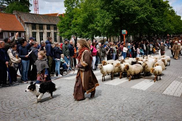 this picture shows the Holy Blood Procession (Heilig Bloedprocessie - Procession Saint-Sang) event, on Thursday 14 May 2026 in Brugge. During the procession, the relic of the Holy blood is carried from the Holy blood basilica to the Holy Saviour cathedral through the city center of Bruges.  KURTxDESPLENTER 173877927