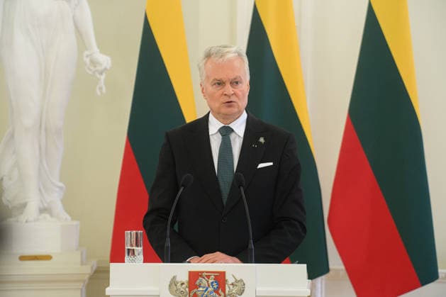 President of Finland visits Vilnius, Lithuania - 14 May 2026 Lithuanian President Gitanas Nauseda speaks during a joint press conference with President of Finland Alexander Stubb (not in view) at the Presidential Palace. President of Finland arrived in Lithuania on May 14 for a two-day state visit. In Vilnius, he met with Lithuanian President Gitanas Nauseda, after which the two leaders addressed the media at a press conference. Vilnius Lithuania Copyright: xYauhenxYerchakx xSOPAxImagesx stubb_vilnius_yerchak__2511