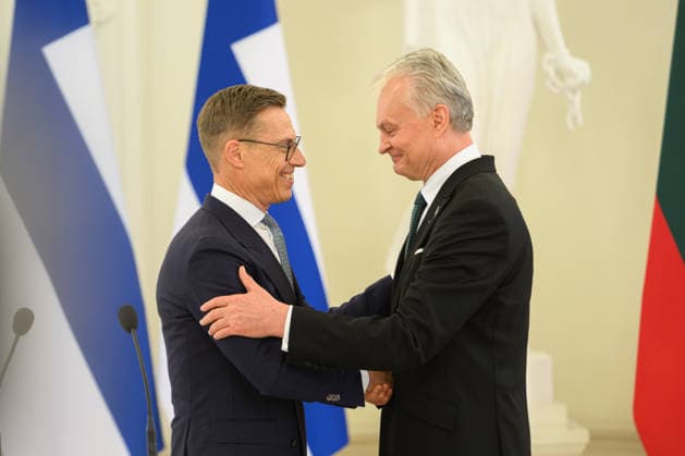 President of Finland visits Vilnius, Lithuania - 14 May 2026 President of Finland Alexander Stubb and Lithuanian President Gitanas Nauseda are seen during a joint press conference at the Presidential Palace. President of Finland arrived in Lithuania on May 14 for a two-day state visit. In Vilnius, he met with Lithuanian President Gitanas Nauseda, after which the two leaders addressed the media at a press conference. Vilnius Lithuania Copyright: xYauhenxYerchakx xSOPAxImagesx stubb_vilnius_yerchak__2697
