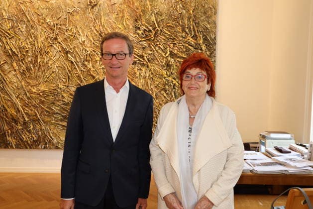 Exhibition opening Kiefer exhibition at Ropac Salzburg, Galerie Ropac, 25 07 2020 Thaddaeus ROPAC, Valie EXPORT
