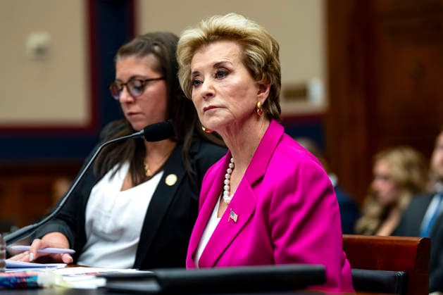 Secretary of Education Linda McMahon speaks during a House Committee on Education and Workforce hearing on the Department of Education s priorities and policies in the Rayburn House Office Building near the U.S. Capitol in Washington, DC on Thursday, May 14, 2026.  WAP20260514366 BONNIExCASH