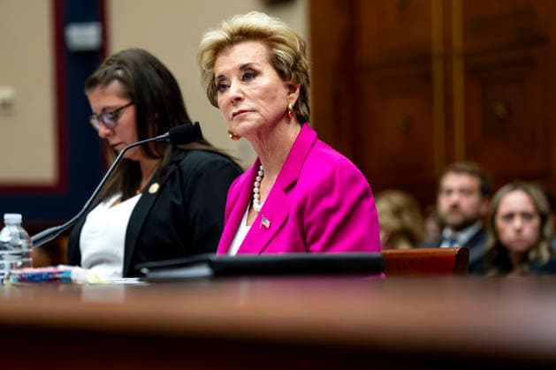 Secretary of Education Linda McMahon speaks during a House Committee on Education and Workforce hearing on the Department of Education s priorities and policies in the Rayburn House Office Building near the U.S. Capitol in Washington, DC on Thursday, May 14, 2026.  WAP20260514367 BONNIExCASH