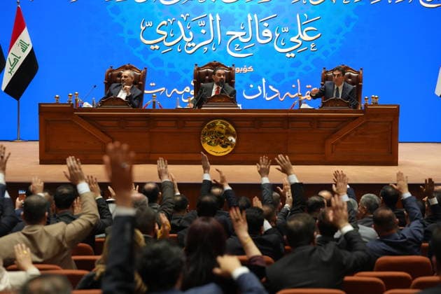Iraq s new Prime Minister Zeydi and the 14 ministers of his cabinet receive a vote of confidence in Parliament BAGHDAD, IRAQ - MAY 14: Iraqi lawmakers attend a parliamentary session in which Prime Minister-designate Ali al-Zaidi and most members of his cabinet received a vote of confidence in Baghdad, Iraq on May 14, 2026. During the session, parliament approved the government program as well as Prime Minister al-Zaidi and 14 cabinet nominees by absolute majority. Murtadha Al-Sudani Anadolu Baghdad Iraq. Editorial use only. Please get in touch for any other usage.  Copyright: x2026xAnadoluxMurtadhaxAl-Sudanix