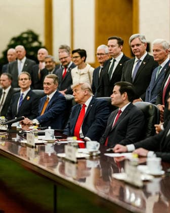 May 14, 2026, Beijing, China: U.S. President DONALD TRUMP with his Chinese counterpart Xi Jinping, hold talks at the Great Hall of the People in Beijing. The US delegation includes US cabinet members MARCO RUBIO and US tech industry leaders in including Apple s TIM COOK and Tesla s ELON MUSK. Beijing China  - ZUMAz03_ 20260514_int_z03_580 Copyright: xWhitexHousexPressxOfficex