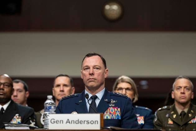 US Senate Armed Services Review of the CENTCOM and USAFRICOM FY 2027 Budget General Dagvin R M Anderson, United States Air Force, Commander, United States Africa Command (USAFRICOM) testifies during the US Senate Committee on Armed Services hearing to ‘examine the posture of CENTCOM and USAFRICOM in review of the Defense Authorization Request for FY2027,’ in the Dirksen Senate Office Building on Capitol Hill in Washington, DC, USA, on Thursday, May 14, 2026. Photo by Andrew Thomas CNP ABACAPRESS.COM Washington District of Columbia United States  Copyright: xCNP ABACAx