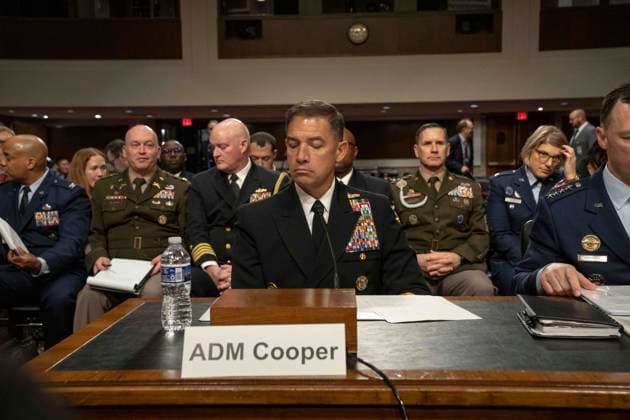 US Senate Armed Services Review of the CENTCOM and USAFRICOM FY 2027 Budget Admiral Charles B Cooper II, United States Navy, Commander, United States Central Command (CENTCOM) testifies during the US Senate Committee on Armed Services hearing to ‘examine the posture of CENTCOM and USAFRICOM in review of the Defense Authorization Request for FY2027,’ in the Dirksen Senate Office Building on Capitol Hill in Washington, DC, USA, on Thursday, May 14, 2026. Photo by Andrew Thomas CNP ABACAPRESS.COM Washington District of Columbia United States  Copyright: xCNP ABACAx