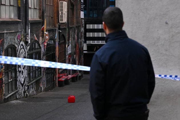 ARSON ATTACKS MELBOURNE, A jerry can at the scene of a suspected arson attack at Bar Bambi, in Melbourne, Friday, May 15, 2026. ( NO ARCHIVING MELBOURNE VICTORIA AUSTRALIA  Copyright: xJOELxCARRETTx 20260515124001484794