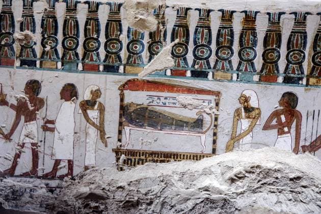 (260515) -- BEIJING, May 15, 2026 -- Colorful patterns are seen at the tomb belonging to an individual named Amenhotep, also known as Rabuia , which is located on the West Bank of Luxor Governorate, Egypt, May 14, 2026. Egyptian Ministry of Tourism and Antiquities announced on Thursday significant new archaeological discoveries made by an Egyptian mission in the Draa Abul Naga necropolis on the West Bank of Upper Egypt s Luxor. ) XINHUA PHOTOS OF THE DAY AhmedxGomaa 