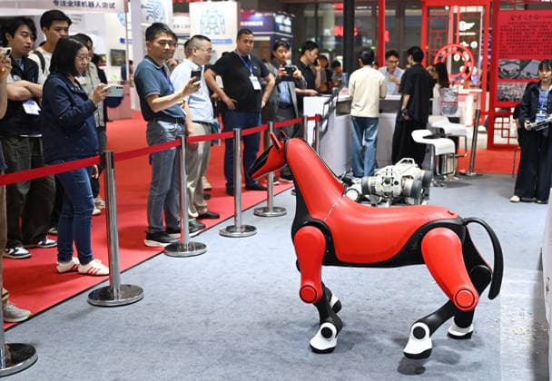HANGZHOU, CHINA - MAY 14: A DEEP Robotics robotic horse is on display during the 2nd Hangzhou International Humanoid Robot and Robot Technology Exhibition 2026 on May 14, 2026 in Hangzhou, Zhejiang Province of China.  Copyright: xChinaxNewsxServicex 111641446836