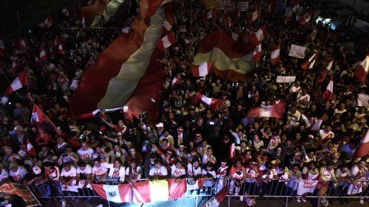 Rafael Lopez Aliaga supporters rally in Lima after Peru runoff results LIMA, PERU - MAY 16: Thousands of supporters march alongside right-wing politician Rafael Lopez Aliaga during a demonstration in Lima, Peru on May 16, 2026. The protest was held after official election results confirmed Keiko Fujimori and left-wing candidate Roberto Sanchez in the presidential runoff, while Lopez Aliaga raised concerns over the electoral process and the role of election authorities. Klebher Vasquez Anadolu Lima Peru. Editorial use only. Please get in touch for any other usage.  Copyright: x2026xAnadoluxKlebherxVasquezx