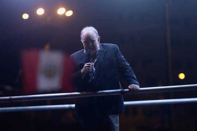 Rafael Lopez Aliaga supporters rally in Lima after Peru runoff results LIMA, PERU - MAY 16: Right-wing politician Rafael Lopez Aliaga makes a speech as he attends while thousands of supporters march alongside Lopez Aliaga during a demonstration in Lima, Peru on May 16, 2026. The protest was held after official election results confirmed Keiko Fujimori and left-wing candidate Roberto Sanchez in the presidential runoff, while Lopez Aliaga raised concerns over the electoral process and the role of election authorities. Klebher Vasquez Anadolu Lima Peru. Editorial use only. Please get in touch for any other usage.  Copyright: x2026xAnadoluxKlebherxVasquezx