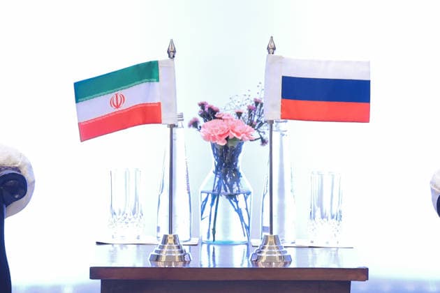 Iranian, Russian foreign ministers discuss regional developments, BRICS cooperation in New Delhi NEW DELHI, INDIA - MAY 15: (----EDITORIAL USE ONLY MANDATORY CREDIT - RUSSIAN FOREIGN MINISTRY HANDOUT - NO MARKETING NO ADVERTISING CAMPAIGNS - DISTRIBUTED AS A SERVICE TO CLIENTS----) A view of the flags as Russian Foreign Minister Sergey Lavrov meets with Iranian Foreign Minister Abbas Araghchi on the sidelines of the BRICS foreign ministers meeting in New Delhi, India on May 15, 2026. Russian Foreign Ministry Anadolu New Delhi India. Editorial use only. Please get in touch for any other usage.  Copyright: x2026xAnadoluxRussianxForeignxMinistryx