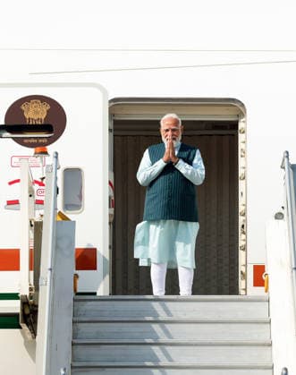 PM Modi greets as he embarks on a 5-nation tour, including the UAE, Netherlands, Sweden, Norway and Italy New Delhi, May 15 (ANI): Prime Minister Narendra Modi greets as he embarks on a 5-nation tour, including the UAE, Netherlands, Sweden, Norway and Italy, in New Delhi on Friday. (DPR PMO ANI Photo) NEW DELHI Delhi India Copyright: xANIx ANI_20260515003