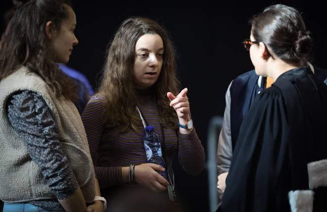 Civil party Lorena Cascarano pictured during the trial of P. and A. Falzone, at the Court of Appeal of Mons, on Friday 15 May 2026. The trial of the two men concerns the 2022 tragedy in Strepy-Bracquegnies, where a car plowed into a carnival parade around 5:00. Six people died at the scene, and a seventh months later in the hospital. P. Falzone is charged with seven murder and 81 attempted murder. A. Falzone with failure to render aid to a person in danger. Today the court continues to hear the victims.  VIRGINIExLEFOUR 173949533