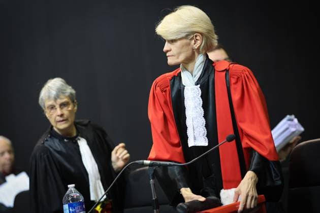 Court chairwoman Martine Baes pictured during the trial of P. and A. Falzone, at the Court of Appeal of Mons, on Friday 15 May 2026. The trial of the two men concerns the 2022 tragedy in Strepy-Bracquegnies, where a car plowed into a carnival parade around 5:00. Six people died at the scene, and a seventh months later in the hospital. P. Falzone is charged with seven murder and 81 attempted murder. A. Falzone with failure to render aid to a person in danger. Today the court continues to hear the victims.  VIRGINIExLEFOUR 173949885