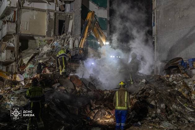 Death toll rises to 24 following Russian strike on Kyiv residential building KYIV, UKRAINE - MAY 15: (----EDITORIAL USE ONLY - MANDATORY CREDIT - UKRAINE STATE EMERGENCY SERVICE HANDOUT - NO MARKETING NO ADVERTISING CAMPAIGNS - DISTRIBUTED AS A SERVICE TO CLIENTS----) Search and rescue operations continue as the death toll from a Russian missile strike on a nine-story residential building in Kyiv has risen to 24, on May 15, 2025 in Ukraine. The strike, which occurred on Thursday, also left 48 people injured, including two children. Zelenskyy offered his condolences to the families of the victims. State Emergency Service of Ukraine Anadolu Kyiv Ukraine. Editorial use only. Please get in touch for any other usage.  Copyright: x2026xAnadoluxStatexEmergencyxServicexofxUkrainex