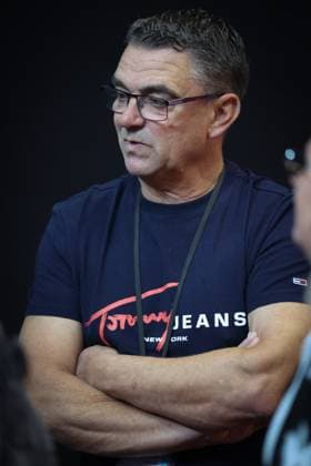 Civil party Romani Fabien pictured during the trial of P. and A. Falzone, at the Court of Appeal of Mons, on Friday 15 May 2026. The trial of the two men concerns the 2022 tragedy in Strepy-Bracquegnies, where a car plowed into a carnival parade around 5:00. Six people died at the scene, and a seventh months later in the hospital. P. Falzone is charged with seven murder and 81 attempted murder. A. Falzone with failure to render aid to a person in danger. Today the court continues to hear the victims.  VIRGINIExLEFOUR 173951120