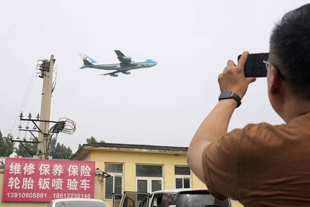 U.S. President Trump departs Beijing Air Force One carrying U.S. President Donald Trump is pictured after taking off from an airport in Beijing on May 15, 2026, following his state visit to China for a summit with Chinese President Xi Jinping.  A14AA0005560709P