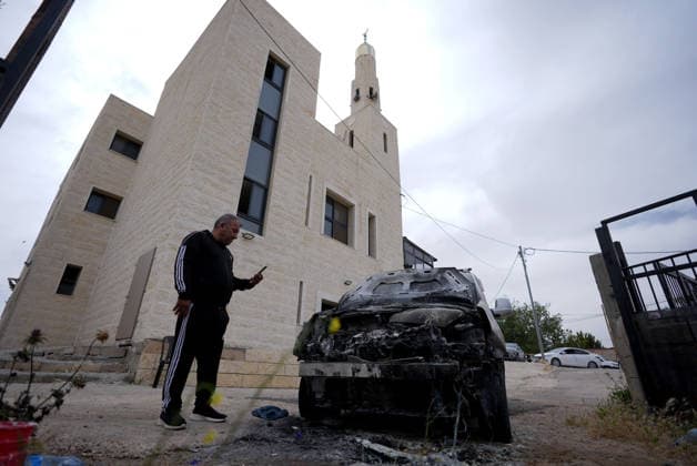 Palestinian homes and vehicles destroyed in the West Bank after Israelis attack RAMALLAH, WEST BANK, PALESTINE - MAY 15: A view of a burnt vehicle is seen after Israeli settlers attacked the village of Jibiya, Ramallah, West Bank, Palestine and set fire to Palestinian-owned homes and vehicles on May 15, 2026. Issam Rimawi Anadolu Ramallah West Bank. Editorial use only. Please get in touch for any other usage.  Copyright: x2026xAnadoluxIssamxRimawix