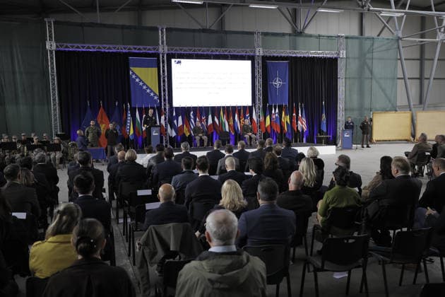Handover ceremony of command duties at NATO Headquarters Sarajevo SARAJEVO, BOSNIA AND HERZEGOVINA - MAY 15: A general view from handover ceremony of command duties at NATO Headquarters Sarajevo to the new NATO Headquarters Commander, Brigadier General James C. Fowler on May 15, 2026 in Sarajevo, Bosnia and Herzegovina. Samir Jordamovic Anadolu Sarajevo Bosnia and Herzegovina. Editorial use only. Please get in touch for any other usage.  Copyright: x2026xAnadoluxSamirxJordamovicx