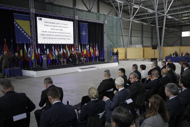 Handover ceremony of command duties at NATO Headquarters Sarajevo SARAJEVO, BOSNIA AND HERZEGOVINA - MAY 15: A general view from handover ceremony of command duties at NATO Headquarters Sarajevo to the new NATO Headquarters Commander, Brigadier General James C. Fowler on May 15, 2026 in Sarajevo, Bosnia and Herzegovina. Samir Jordamovic Anadolu Sarajevo Bosnia and Herzegovina. Editorial use only. Please get in touch for any other usage.  Copyright: x2026xAnadoluxSamirxJordamovicx