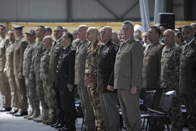 Handover ceremony of command duties at NATO Headquarters Sarajevo SARAJEVO, BOSNIA AND HERZEGOVINA - MAY 15: A general view from handover ceremony of command duties at NATO Headquarters Sarajevo to the new NATO Headquarters Commander, Brigadier General James C. Fowler on May 15, 2026 in Sarajevo, Bosnia and Herzegovina. Samir Jordamovic Anadolu Sarajevo Bosnia and Herzegovina. Editorial use only. Please get in touch for any other usage.  Copyright: x2026xAnadoluxSamirxJordamovicx