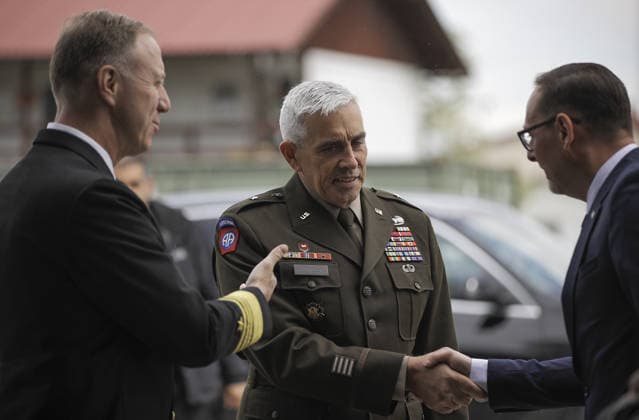 Handover ceremony of command duties at NATO Headquarters Sarajevo SARAJEVO, BOSNIA AND HERZEGOVINA - MAY 15: A general view from handover ceremony of command duties at NATO Headquarters Sarajevo to the new NATO Headquarters Commander, Brigadier General James C. Fowler on May 15, 2026 in Sarajevo, Bosnia and Herzegovina. Samir Jordamovic Anadolu Sarajevo Bosnia and Herzegovina. Editorial use only. Please get in touch for any other usage.  Copyright: x2026xAnadoluxSamirxJordamovicx