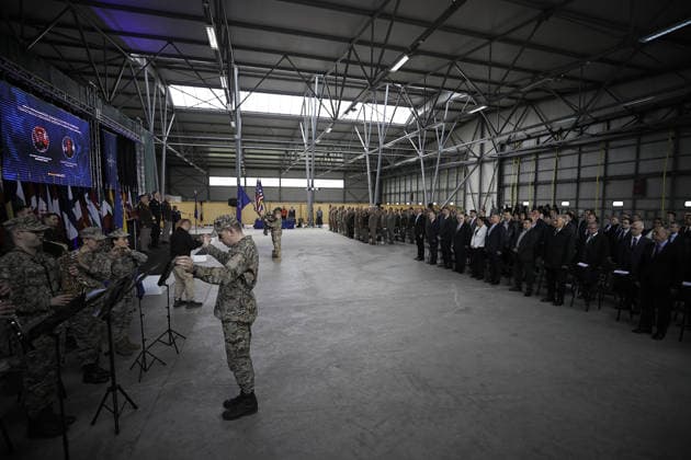 Handover ceremony of command duties at NATO Headquarters Sarajevo SARAJEVO, BOSNIA AND HERZEGOVINA - MAY 15: A general view from handover ceremony of command duties at NATO Headquarters Sarajevo to the new NATO Headquarters Commander, Brigadier General James C. Fowler on May 15, 2026 in Sarajevo, Bosnia and Herzegovina. Samir Jordamovic Anadolu Sarajevo Bosnia and Herzegovina. Editorial use only. Please get in touch for any other usage.  Copyright: x2026xAnadoluxSamirxJordamovicx
