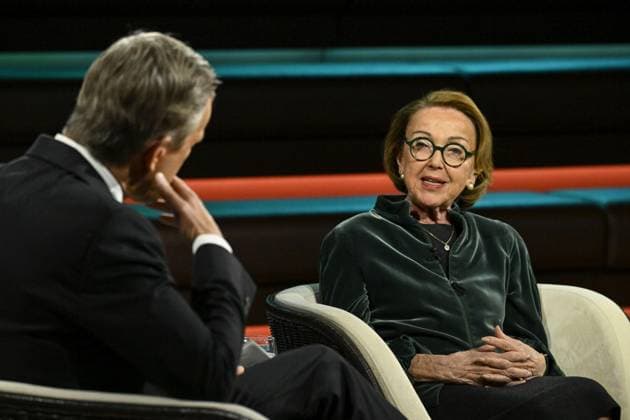 Markus Lanz with Eva Umlauf 05 26 her Markus Lanz and Eva Umlauf on May 14, 2026 in Markus Lanz , ZDF recording from May 4, 2026 TV television talk show talk show Germany Germ