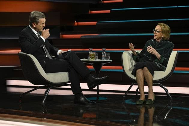 Markus Lanz with Eva Umlauf 05 26 her Markus Lanz and Eva Umlauf on May 14, 2026 in Markus Lanz , ZDF recording from May 4, 2026 TV television talk show talk show