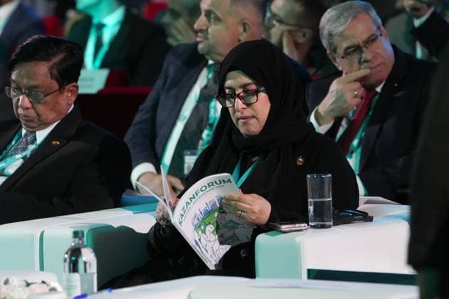 KAZANFORUM 2026. Plenary session 9166141 15.05.2026 The 17th International Economic Forum Russia-Islamic World: KAZANFORUM 2026. Plenary session. From Points on The Map to Points of Growth: Combining Technological and Financial Initiatives. Aisha Mohammed Saeed Al Mulla, Chairperson of the UAE Businesswomen s Council. Alexander Vilf Sputnik Crediting the source in the following order photographer s name RIA Novosti is mandatory when using the photo Kazan Republic of Tatarstan Russia  Copyright: xAlexanderxVilfx