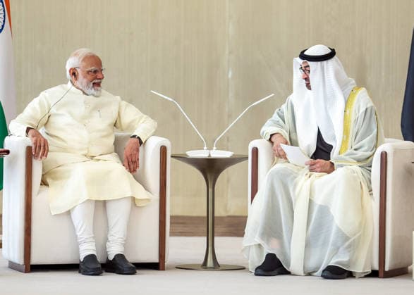 PM Modi and UAE President HH Sheikh Mohamed bin Zayed Al Nahyan hold delegation-level talks Abu Dhabi, May 15 (ANI): Prime Minister Narendra Modi and UAE President HH Sheikh Mohamed bin Zayed Al Nahyan hold delegation-level talks, in Abu Dhabi on Friday. (DPR PMO ANI Photo) Abu Dhabi UAE Copyright: xANIx ANI_20260515094