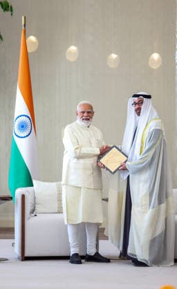 PM Modi and UAE President HH Sheikh Mohamed bin Zayed Al Nahyan hold delegation-level talks Abu Dhabi, May 15 (ANI): Prime Minister Narendra Modi and UAE President HH Sheikh Mohamed bin Zayed Al Nahyan hold delegation-level talks, in Abu Dhabi on Friday. (DPR PMO ANI Photo) Abu Dhabi UAE Copyright: xANIx ANI_20260515096