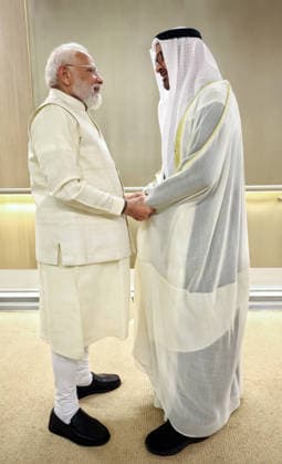 PM Modi and UAE President HH Sheikh Mohamed bin Zayed Al Nahyan hold delegation-level talks Abu Dhabi, May 15 (ANI): Prime Minister Narendra Modi and UAE President HH Sheikh Mohamed bin Zayed Al Nahyan hold delegation-level talks, in Abu Dhabi on Friday. (DPR PMO ANI Photo) Abu Dhabi UAE Copyright: xANIx ANI_20260515098