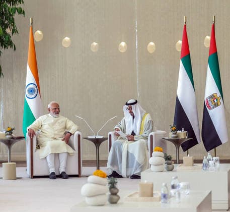 RECORD DATE NOT STATED PM Modi and UAE President Sheikh Mohamed bin Zayed Al Nahyan witness an exchange of MoUs Abu Dhabi UAE , May 15 (ANI): Prime Minister Narendra Modi and UAE President Sheikh Mohamed bin Zayed Al Nahyan witness an exchange of MoUs, in Abu Dhabi on Friday. (@narendramodi ANI Photo) Abu Dhabi UAE Copyright: xANIx ANI_20260515172