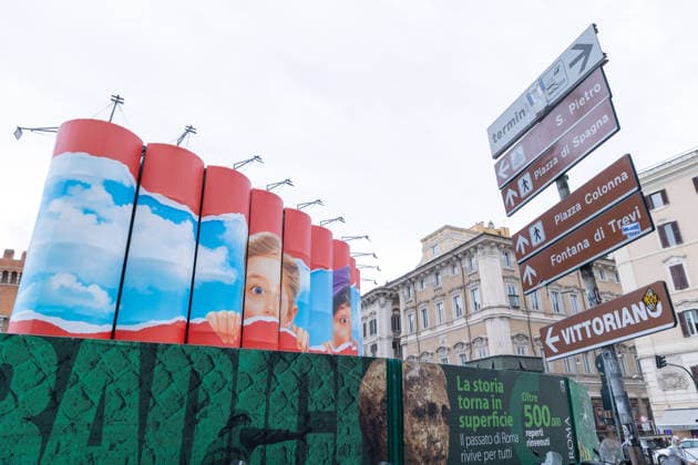 IPA84717913 - Pierpaolo Ferrari s mural titled Future in Sight on the silos at the Venice station construction site of Rome s Line C  Copyright: xMatteoxNardonex xx 84717913