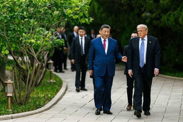 US President Donald Trump meets with Chinese President Xi Jinping during an official visit aimed at discussing trade and bilateral relations between the two countries. Beijing, China US President Donald Trump meets with Chinese President Xi Jinping during an official visit aimed at discussing trade and bilateral relations between the two countries. Beijing, China, May 15, 2026. Photo by White House Press Office apaimages Washington USA United States of America 150526_China_WHPO_00(2) Copyright: xapaimagesxWhitexHousexPressxOfficex xapaimagesx
