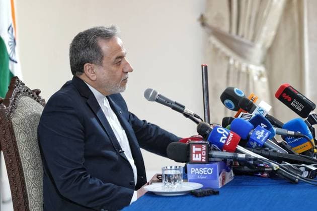 Iranian Foreign Minister Abbas Araghchi in India NEW DELHI, INDIA - MAY 15: (----EDITORIAL USE ONLY - MANDATORY CREDIT - IRANIAN FOREIGN MINISTRY HANDOUT - NO MARKETING NO ADVERTISING CAMPAIGNS - DISTRIBUTED AS A SERVICE TO CLIENTS----) Iranian Foreign Minister Abbas Araghchi speaks during a press conference on the second day of the BRICS Foreign Ministers Meeting held in New Delhi, India, on May 15, 2026. Iranian Foreign Ministry Handout Anadolu New Delhi India. Editorial use only. Please get in touch for any other usage.  Copyright: x2026xAnadoluxIranianxForeignxMinistryx xHandoutx