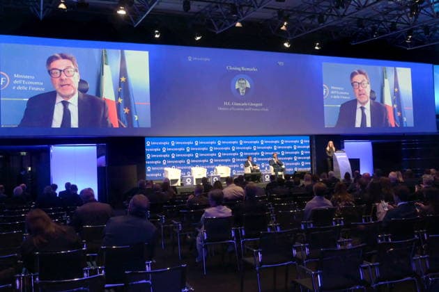 IPA84719095 - MILAN - Palazzo Mezzanotte, Piazza degli Affari, 6 Efg Consulting and UAE Ministry of Economy, Investopia Milan 2026 with Ministers of Economy Giorgetti, Enterprise Urso and Tourism Mazzi  Copyright: xMaurizioxMaulex xMaurizioxMaulex 84719095