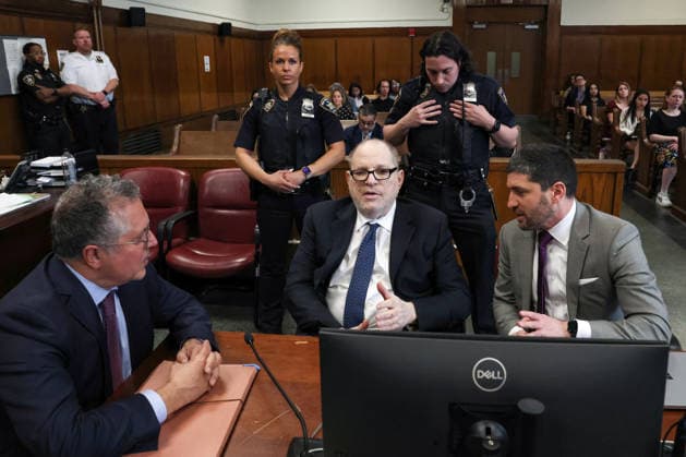 Former Hollywood film producer Harvey Weinstein appears in Manhattan Supreme Court during his retrial in New York City on Friday, May 15, 2026. Weinstein is accused of the third-degree rape of Jessica Mann, who starred in the 2015 romantic comedy This Isn t Funny. Pool photo by Timothy A. Clary  WAX20260515904 TIMOTHYxA.xCLARY