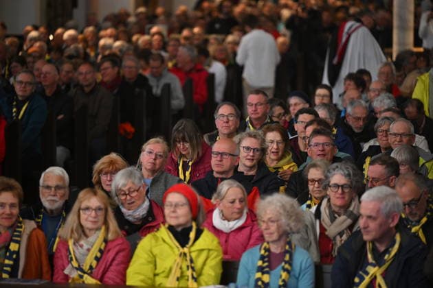 Central ecumenical service in St Kilians Cathedral at the Katholikentag in Wuerzburg Photo from 15 05 2026 Tens of thousands of participants are expected to attend a total of 900 events until Sunday at the 104th German Katholiken Copyright: epd-bild DanielxPeter DSC_2505.jpeg