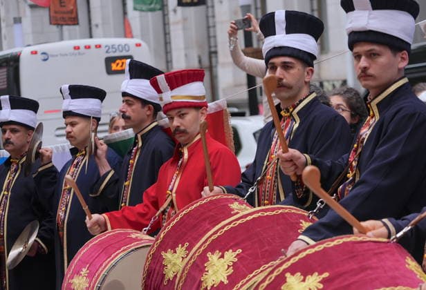 Turkish flag raised in New York with ceremony NEW YORK, UNITED STATES - MAY 15: A flag-raising ceremony is held at Bowling Green Park on Wall Street ahead of the 43rd Turkish Day Parade, organized under the coordination of the Federation of Turkish American Associations (TADF) with the support of the Turkish Presidency’s Directorate of Communications in New York, United States on May 15, 2026. During the ceremony, where the Mehter Band of the Turkish Ministry of National Defense performed, the Turkish and American flags were raised accompanied by the national anthems. Selcuk Acar Anadolu New York United States. Editorial use only. Please get in touch for any other usage.  Copyright: x2026xAnadoluxSelcukxAcarx