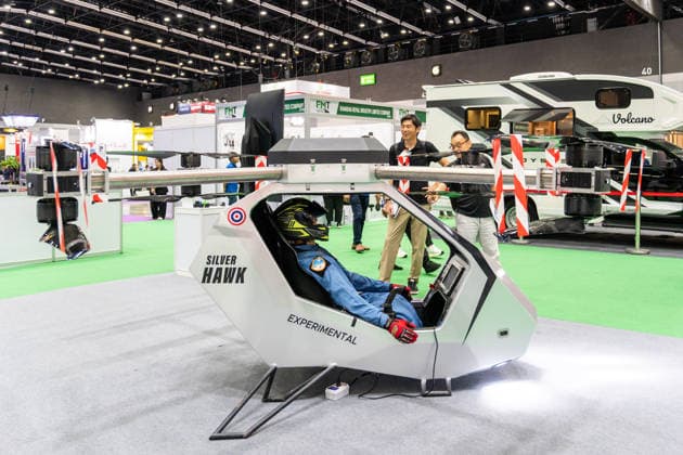May 15, 2026, Bangkok, Thailand: Visitors are looking at an electric aerial vehicle prototype during Future Mobility Thailand 2026 at BITEC. Future Mobility Thailand 2026 is a trade show showcasing the latest automotive and mobility technologies, connecting manufacturers, distributors, and buyers. Bangkok Thailand  - ZUMAs197 20260515_aaa_s197_574 Copyright: xNathaliexJamoisx