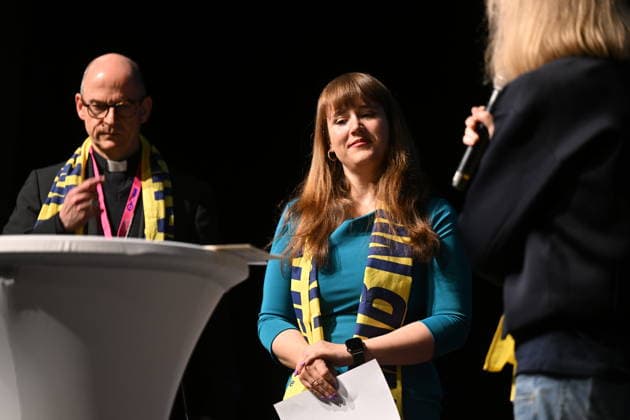 Biblical dialog with Ricarda Lang and Bishop Franz Jung at the Katholikentag Copyright: epd-bild DanielxPeter DSC_2868.jpeg