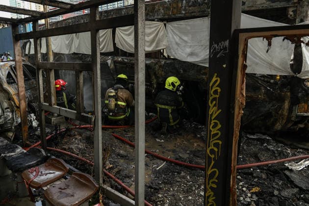 May 16, 2026, Bangkok, Bangkok, Thailand: A train collided with a bus stranded on railway tracks, triggering a fire that engulfed the vehicle, leaving multiple people injured and dead in Bangkok, Thailand, May 16, 2026. Bangkok Thailand - ZUMAp219 20260516_zip_p219_009 Copyright: xNattaphonxPhanphongsanonx