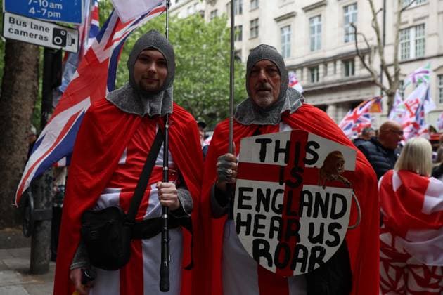 Unite the Kingdom march in London LONDON, UNITED KINGDOM - MAY 16: Demonstrators gather around Kingsway to march during Unite the Kingdom organized at the call of far-right activist Tommy Robinson in London, United Kingdom on May 16, 2026. The police forces have taken extensive security measures along the march route. Zeynep Demir Anadolu London United Kingdom. Editorial use only. Please get in touch for any other usage.  Copyright: x2026xAnadoluxZeynepxDemirx
