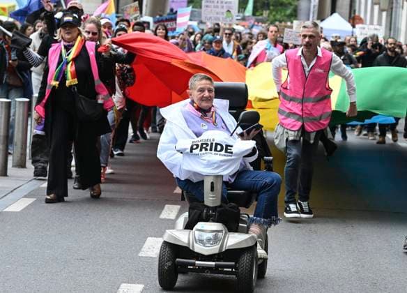 Brussels Pride Celebrates 30 Years BRUSSELS, BELGIUM - MAY 16: The Pride march walks through the streets of the capital.This year marks the 30th anniversary of Pride in Brussels. Thirty years of struggle, pride and visibility for the LGBTQIA+ community. The theme chosen for 2026 reflects the challenges of a world in turmoil: When Times Get Darker, We Shine Brighter. A powerful and unifying message, more necessary than ever in a troubled international context where the rights of the LGBTQIA+ community are under constant threat.on May 16, 2026 in Brussels, Belgium, 16 05 2026 Brussels Belgium  Copyright: xBertxVanxDenxBrouckex