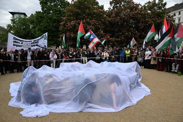 Demonstration held in Berlin to commemorate the 78th anniversary of Nakba BERLIN, GERMANY - MAY 16: Demonstrators gather at Oranienplatz to mark the 78th anniversary of the Nakba in Berlin, Germany on May 16, 2026. Protesters chanted slogans and carried Palestinian flags during the commemoration rally. Halil Sagirkaya Anadolu Berlin Germany. Editorial use only. Please get in touch for any other usage.  Copyright: x2026xAnadoluxHalilxSagirkayax