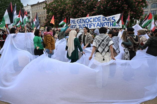 Demonstration held in Berlin to commemorate the 78th anniversary of Nakba BERLIN, GERMANY - MAY 16: Demonstrators gather at Oranienplatz to mark the 78th anniversary of the Nakba in Berlin, Germany on May 16, 2026. Protesters chanted slogans and carried Palestinian flags during the commemoration rally. Halil Sagirkaya Anadolu Berlin Germany. Editorial use only. Please get in touch for any other usage.  Copyright: x2026xAnadoluxHalilxSagirkayax