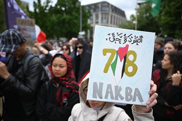 Demonstration held in Berlin to commemorate the 78th anniversary of Nakba BERLIN, GERMANY - MAY 16: Demonstrators gather at Oranienplatz to mark the 78th anniversary of the Nakba in Berlin, Germany on May 16, 2026. Protesters chanted slogans and carried Palestinian flags during the commemoration rally. Halil Sagirkaya Anadolu Berlin Germany. Editorial use only. Please get in touch for any other usage.  Copyright: x2026xAnadoluxHalilxSagirkayax